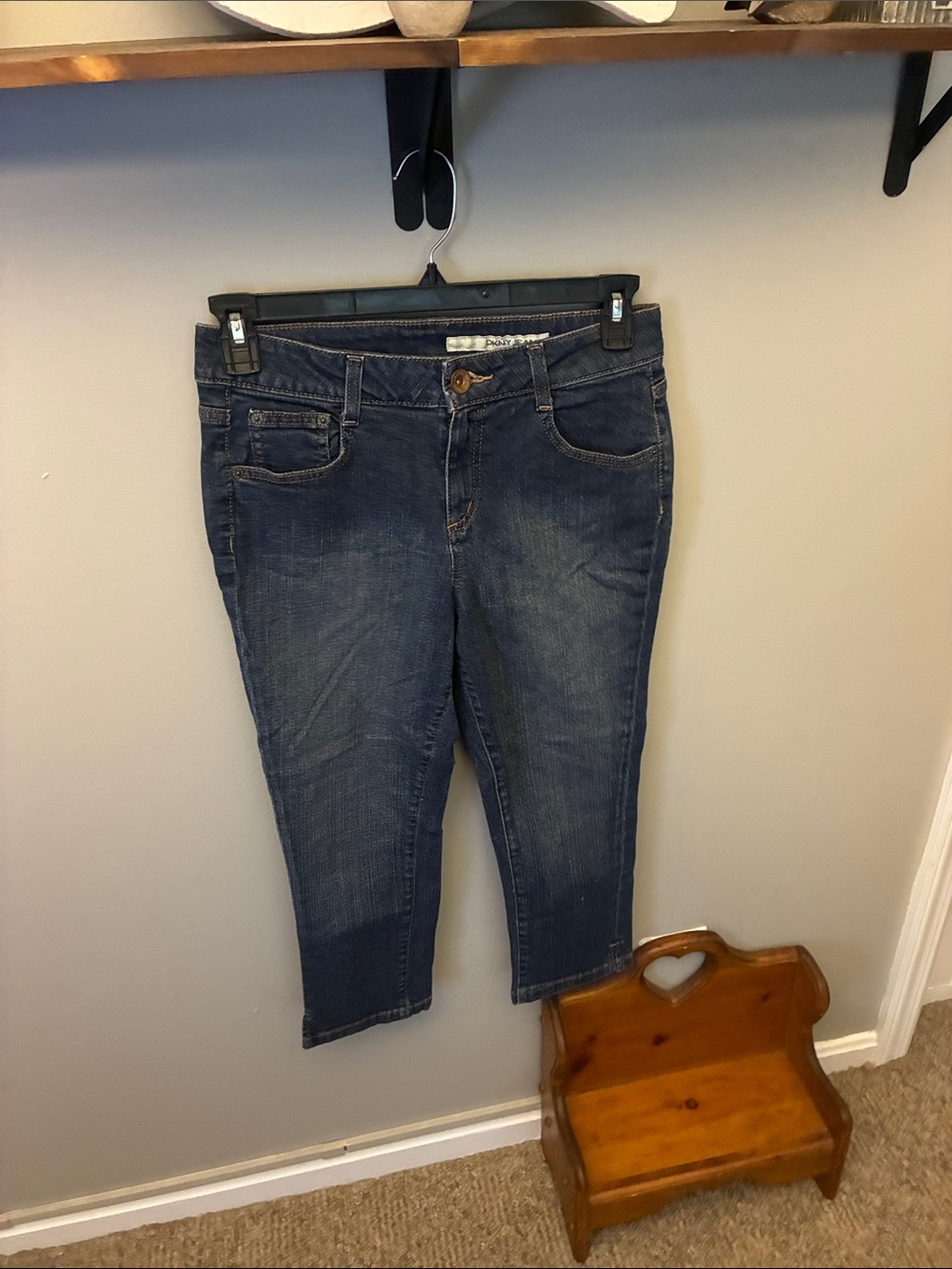 DKNY Dark Blue Cropped Stretch Jeans - Ankle Length